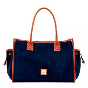 Dooney & Bourke Rare Navy Calfskin Suede Medium Tote
